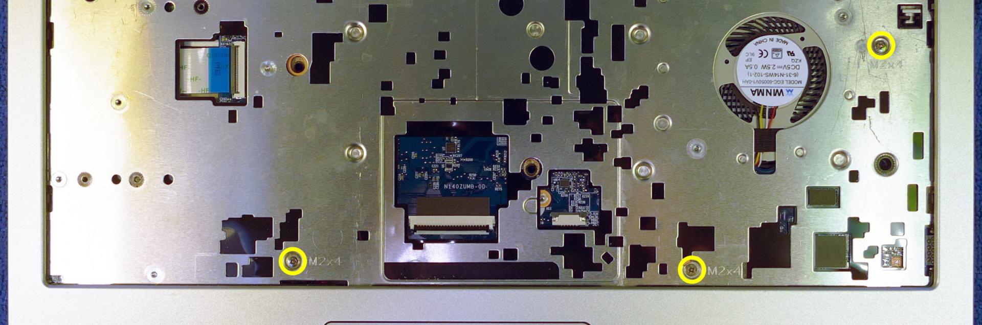 Under-keyboard screws