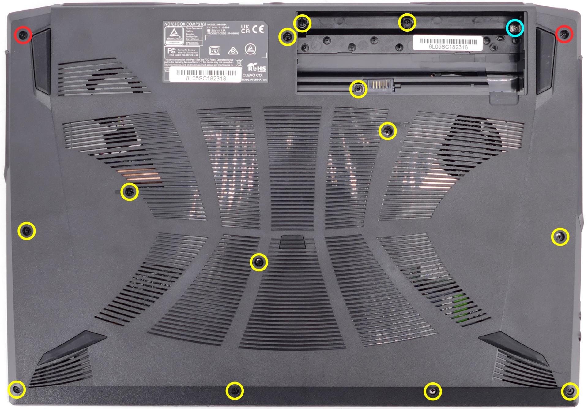 15“ bottom panel screws