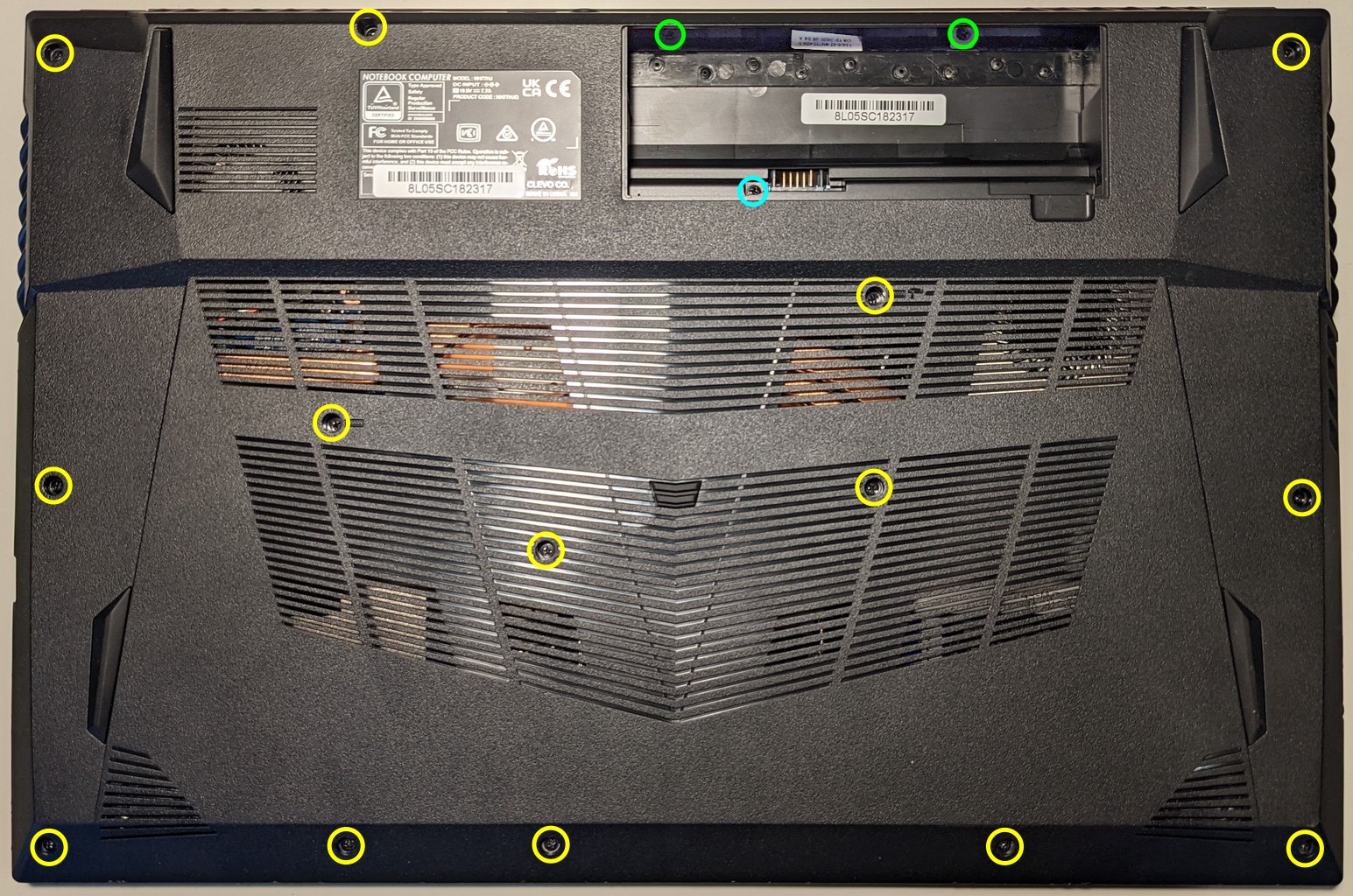 17“ bottom panel screws