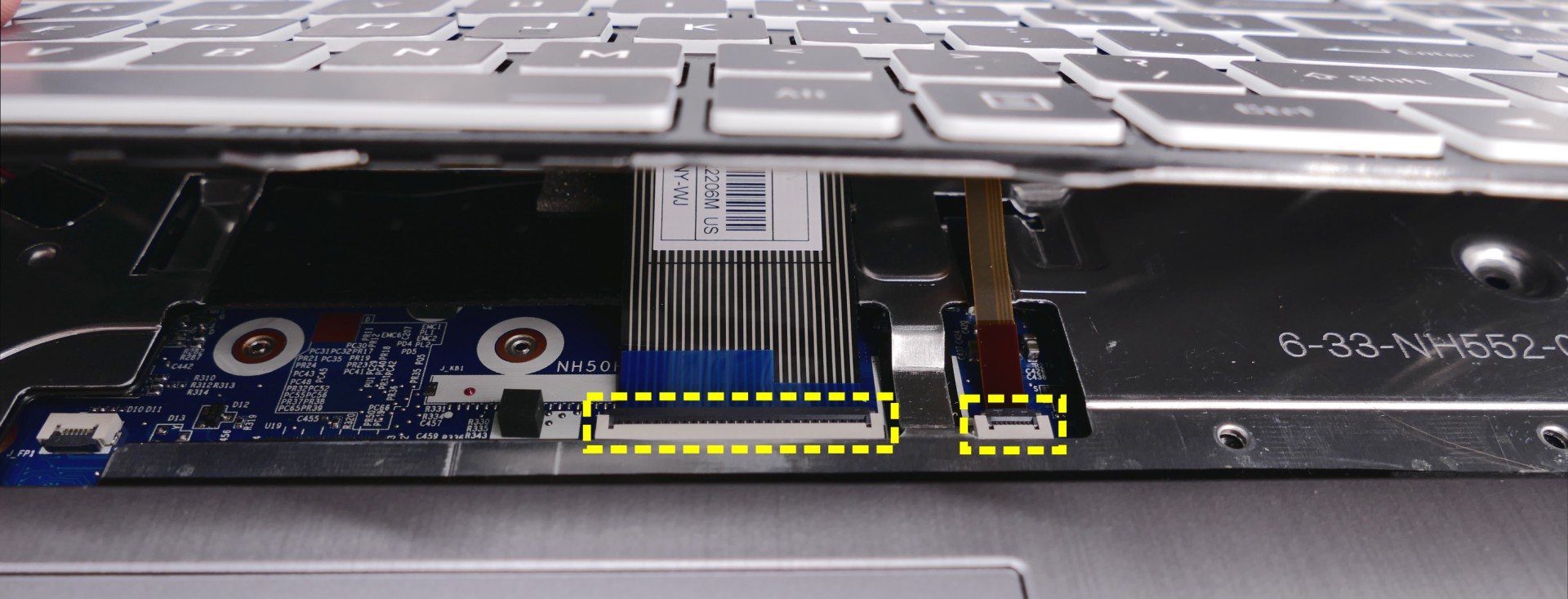 Keyboard ribbon connectors