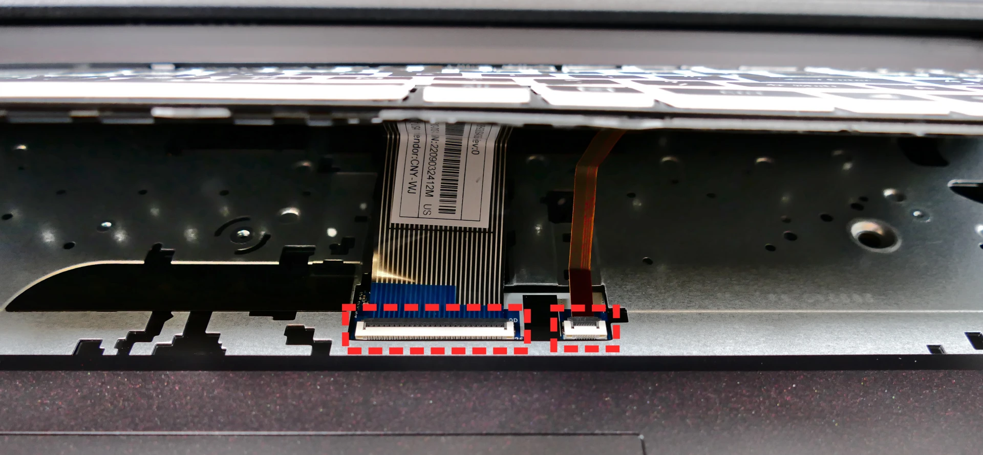 Keyboard ribbon connectors