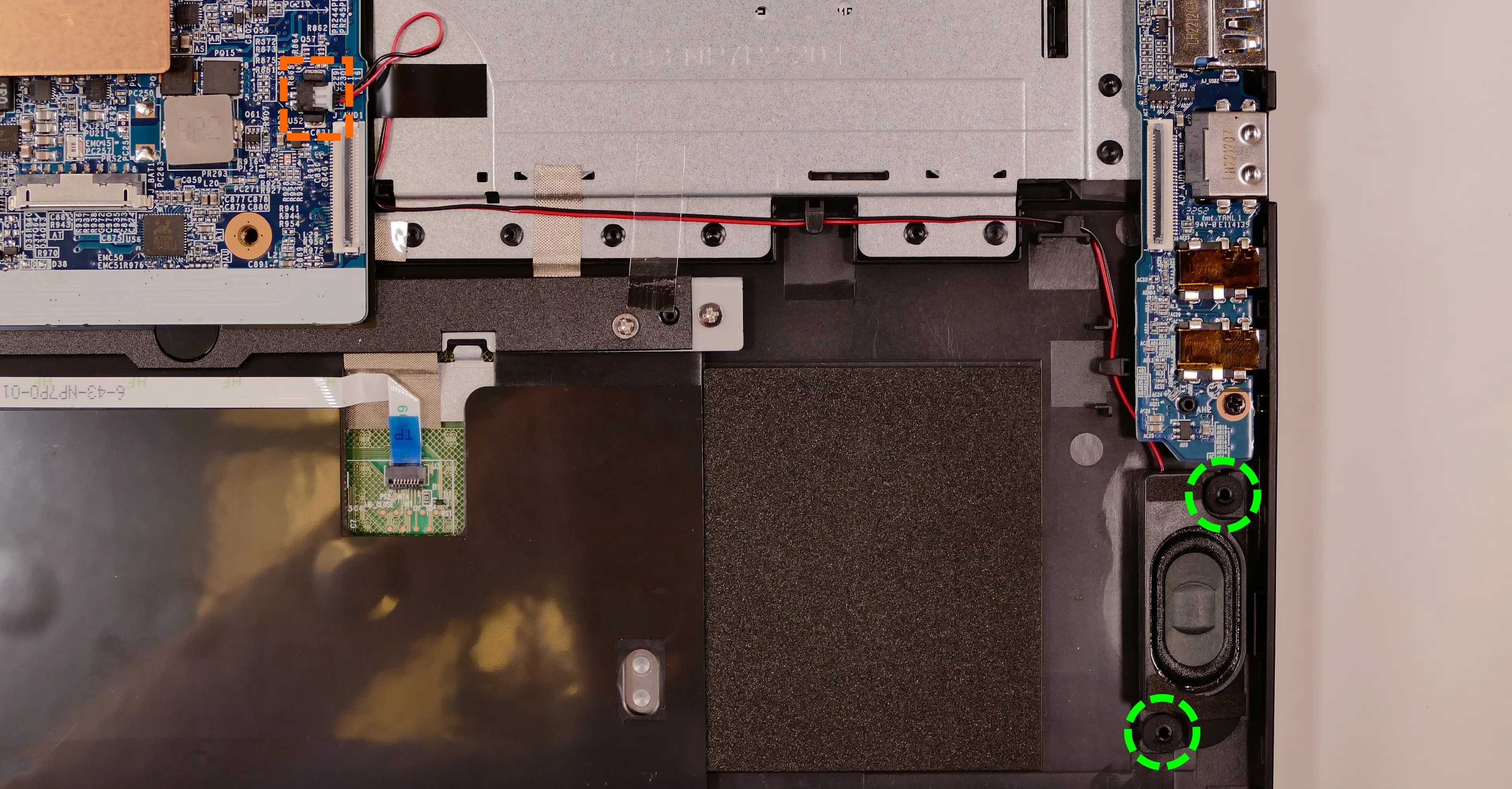 Left speaker wire and posts