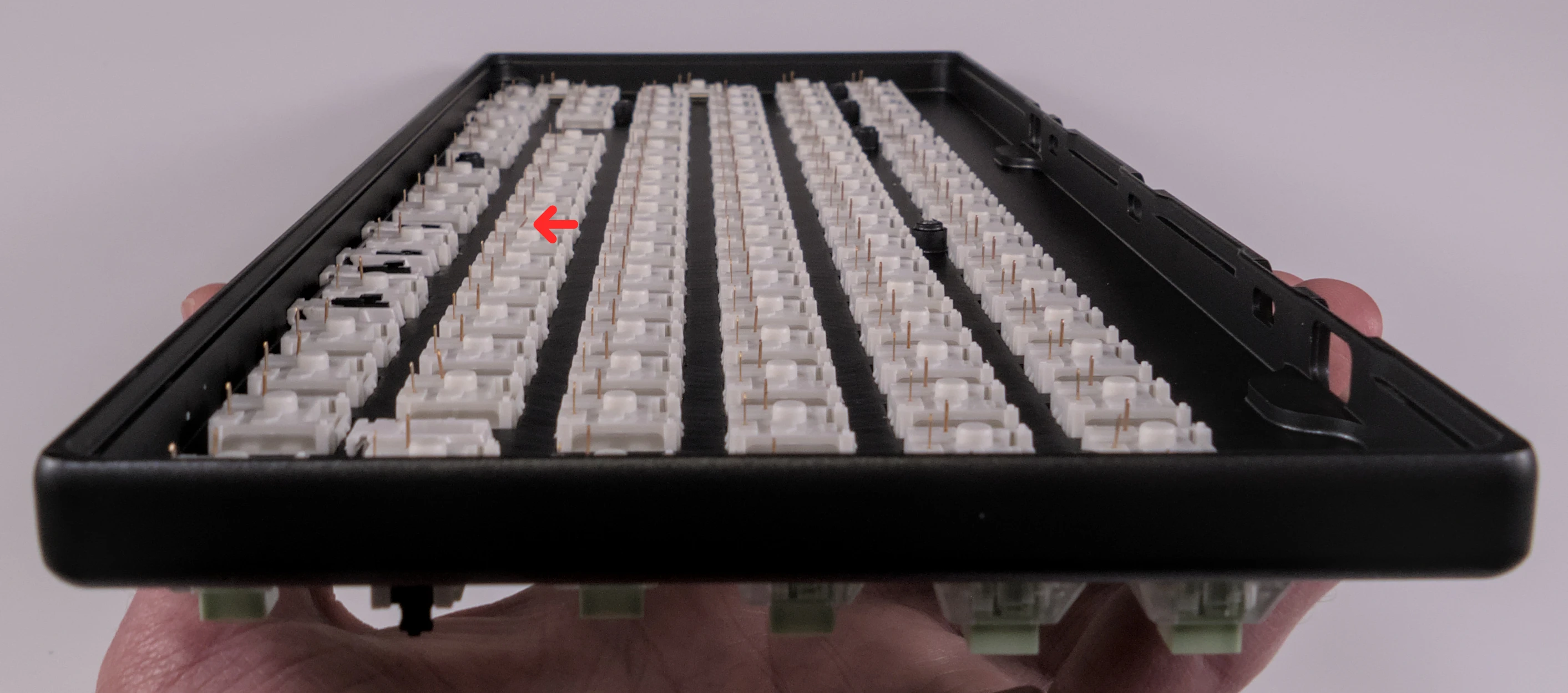 Switch pins in chassis (with a bent pin)