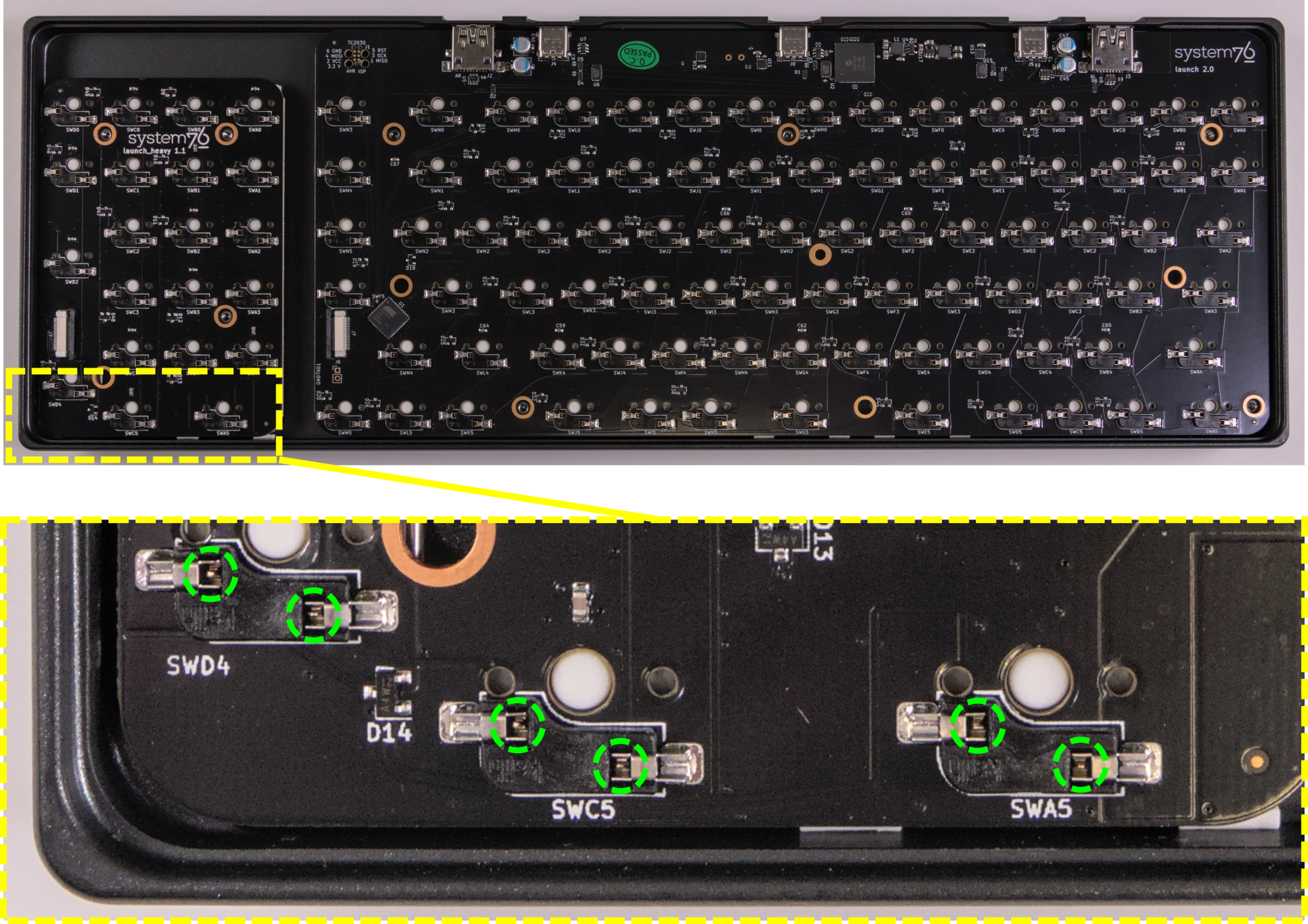 Switch pins visible through sockets