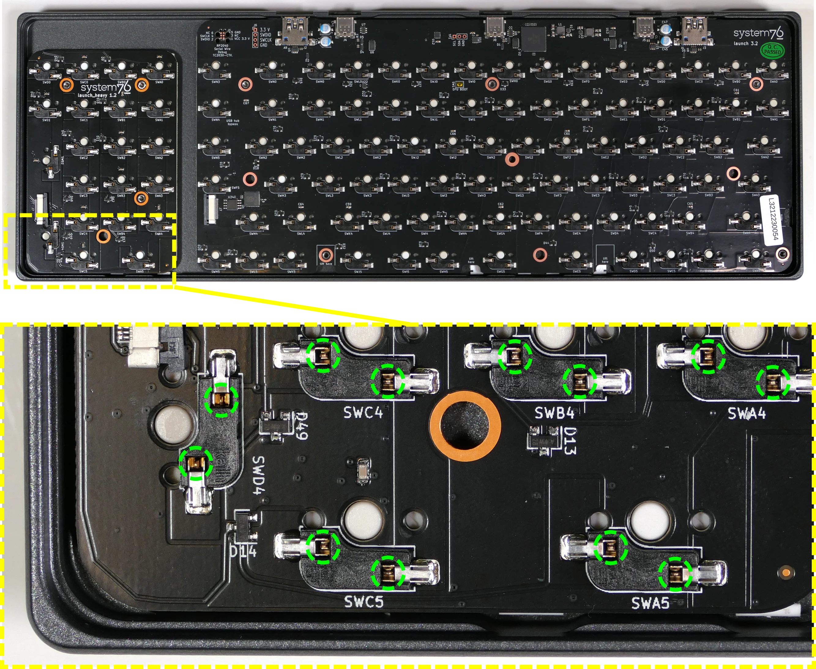 Switch pins visible through sockets