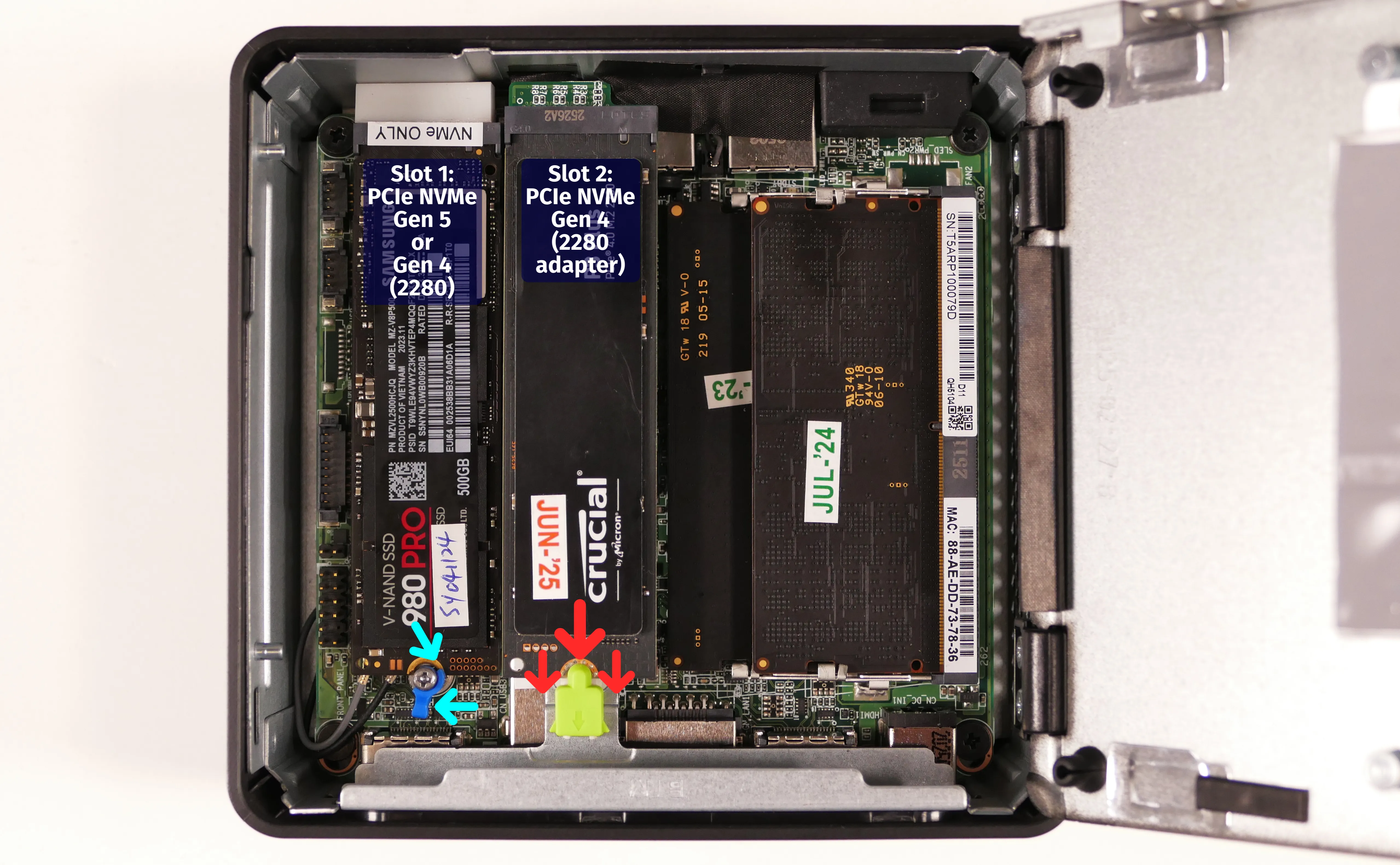 M.2 storage drives (with adapter slot)