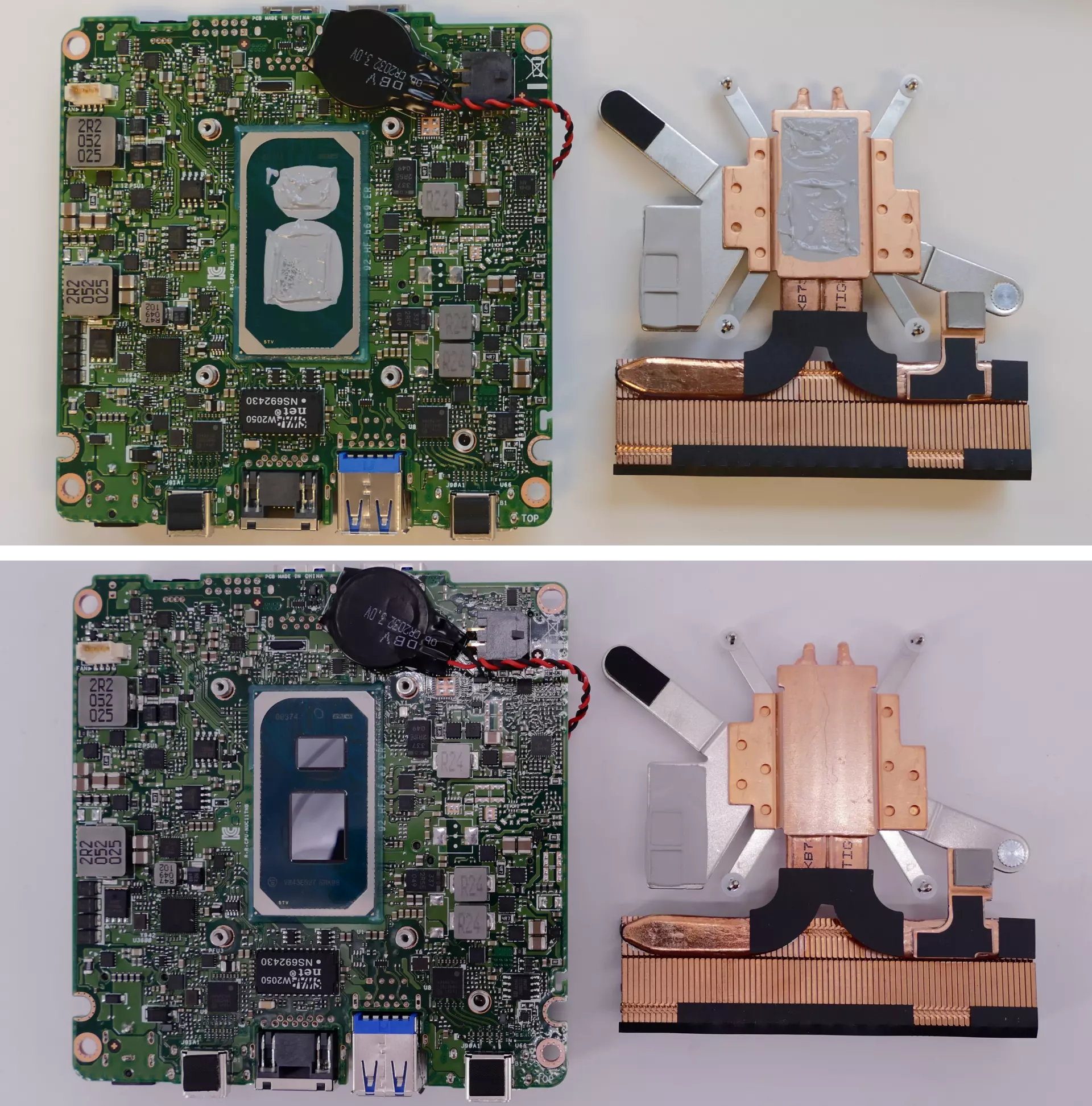 Heatsink and motherboard after cleaning