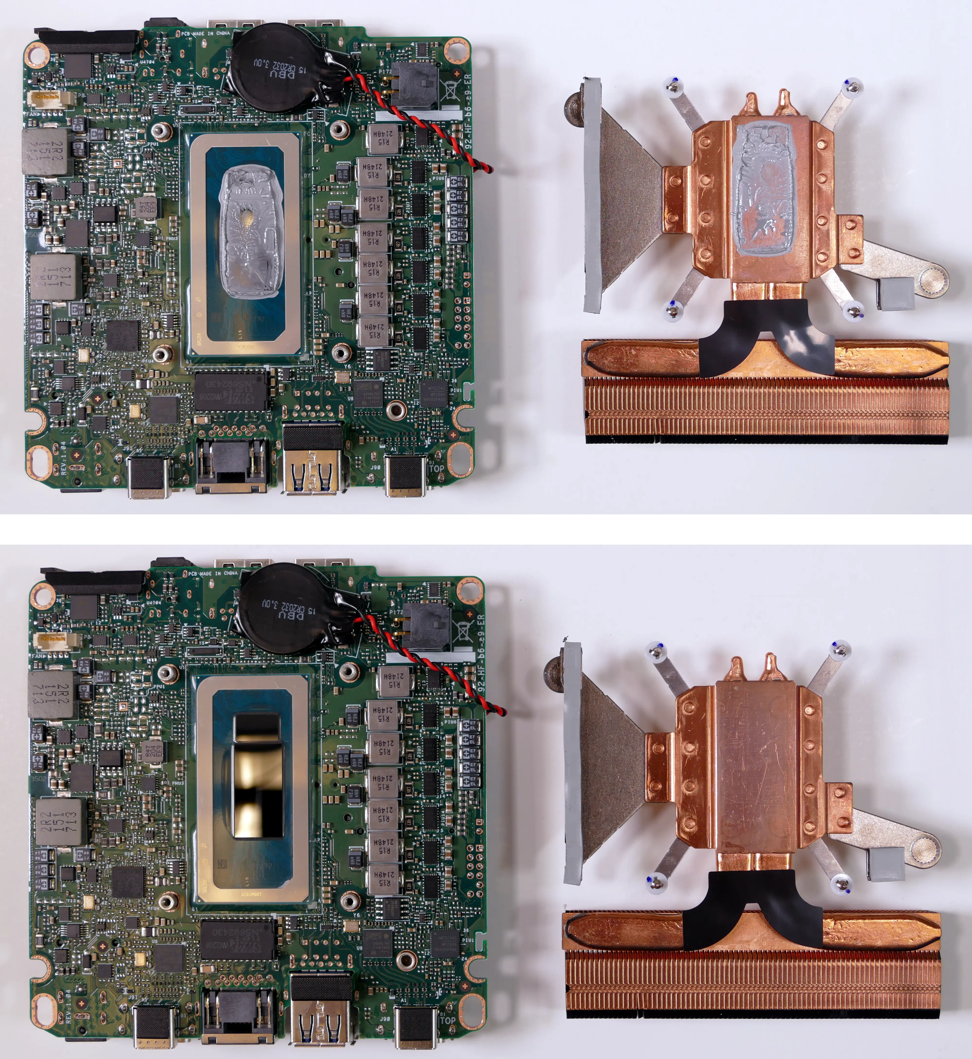 Heatsink and motherboard after cleaning