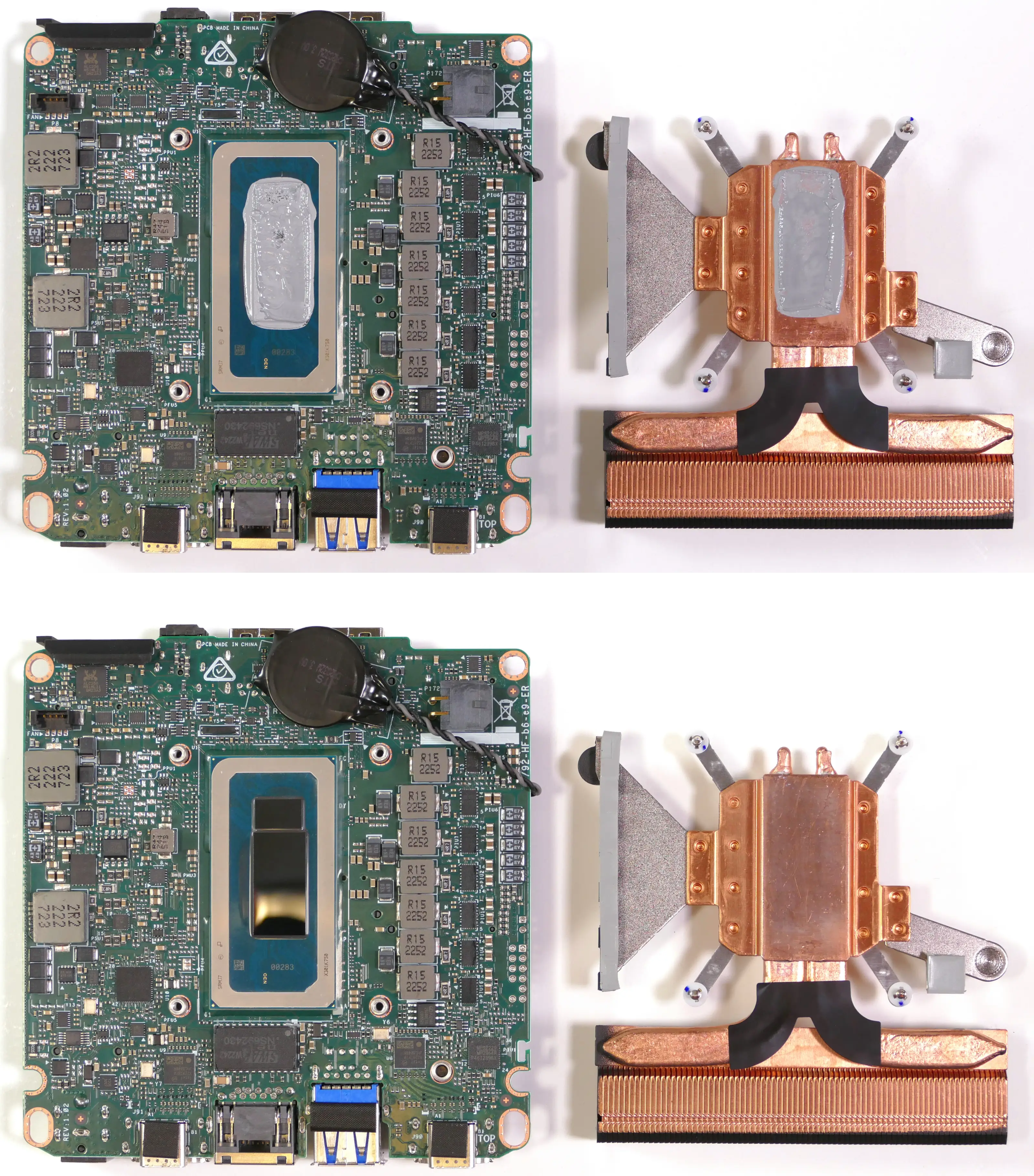 Heatsink and motherboard after cleaning