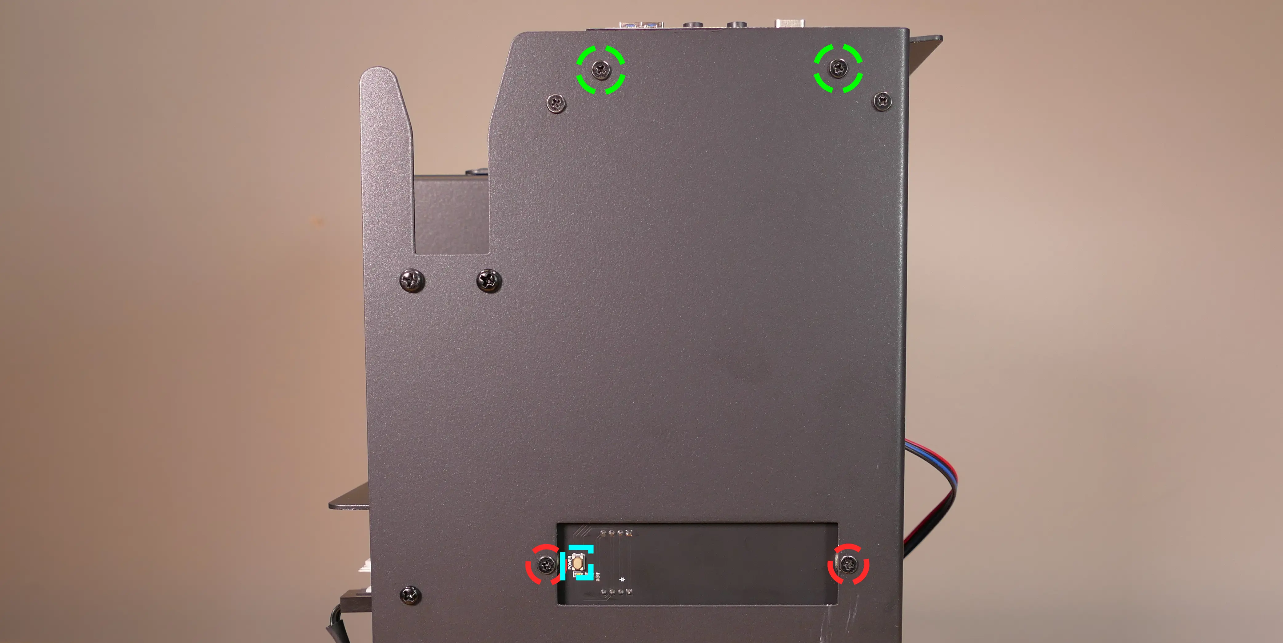 Front daughterboard screws