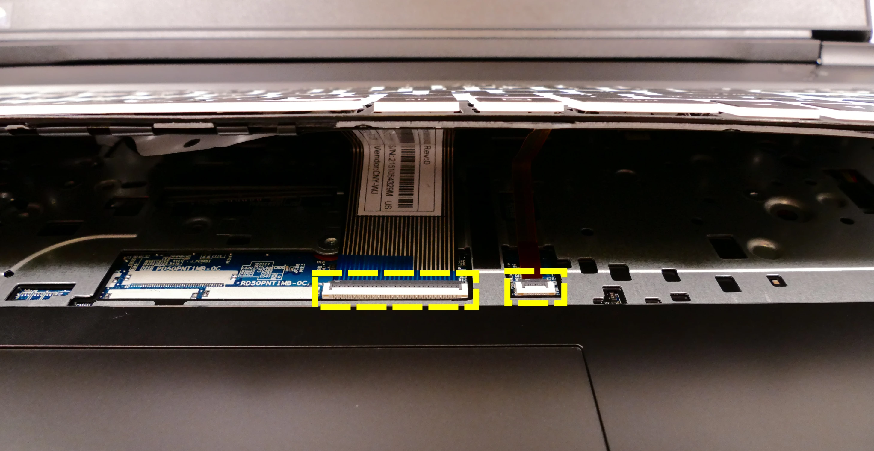 Keyboard ribbon connectors