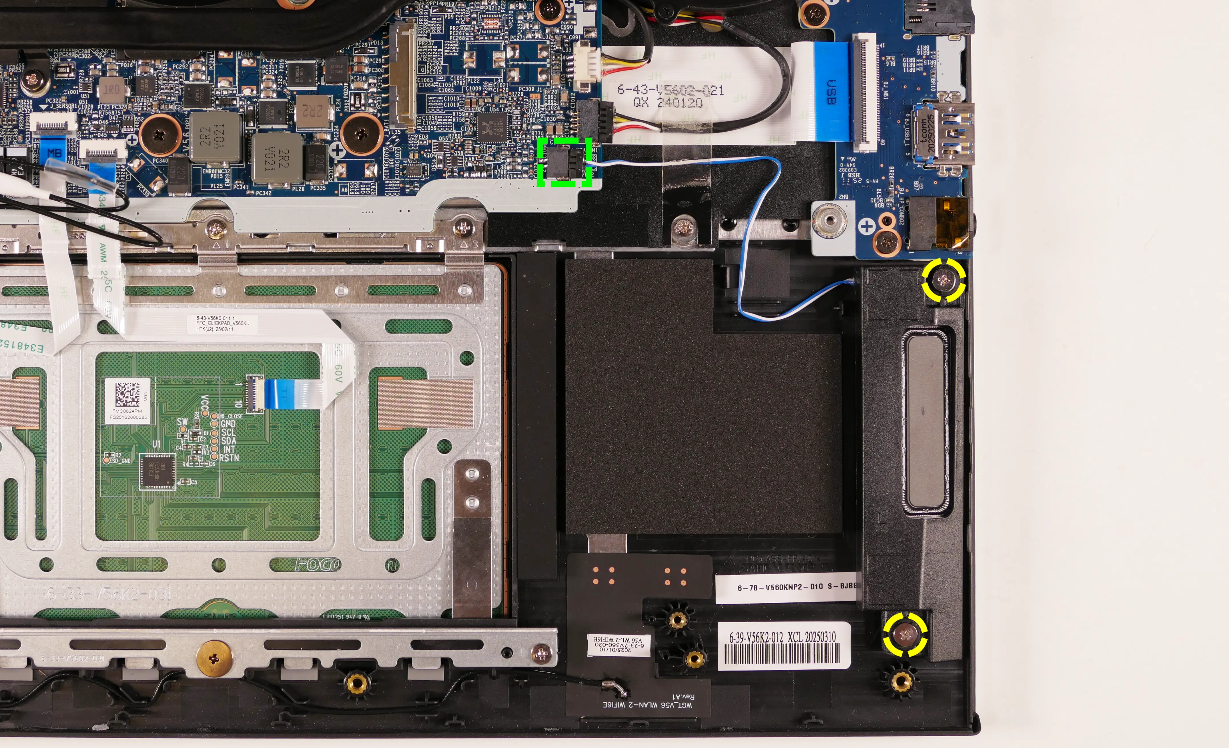 Left speaker wire and screws