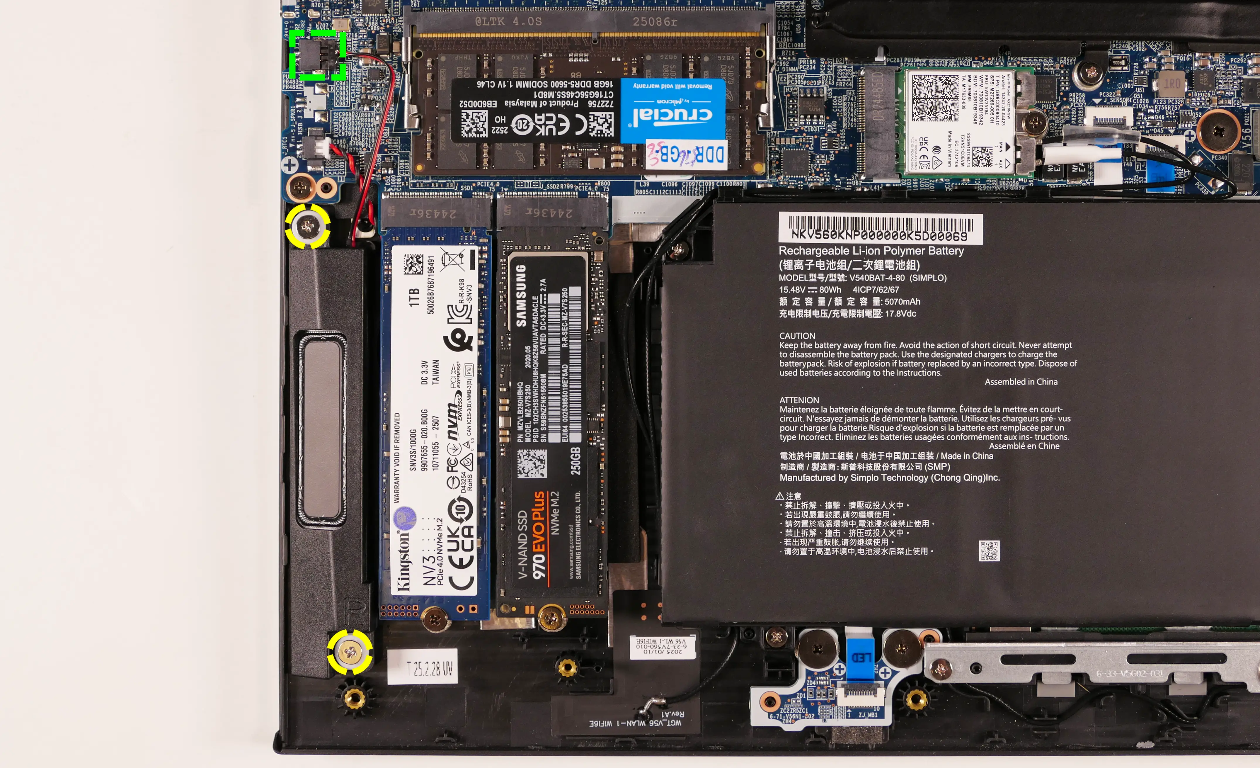 Right speaker wire and screws