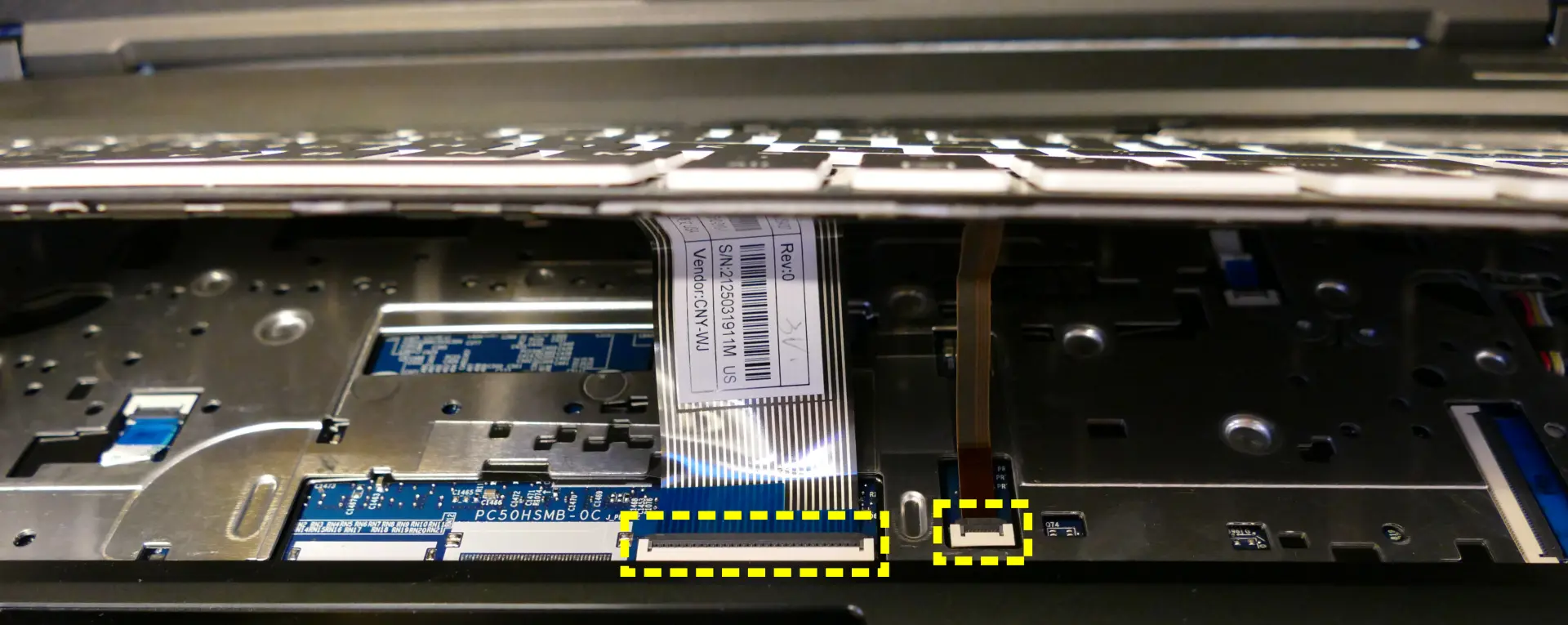 Keyboard ribbon connectors