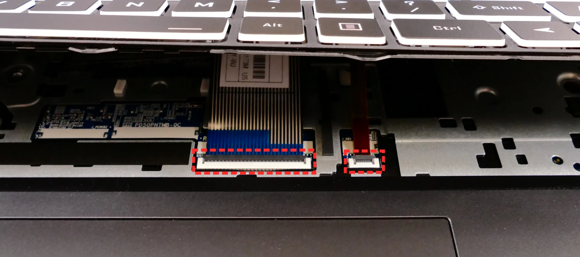 Keyboard ribbon connectors