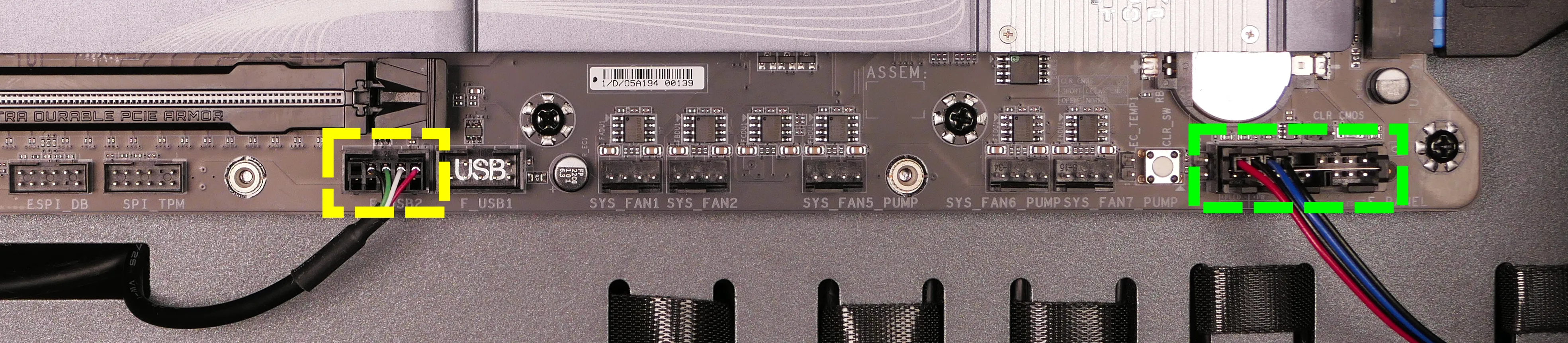 Motherboard power button & USB headers