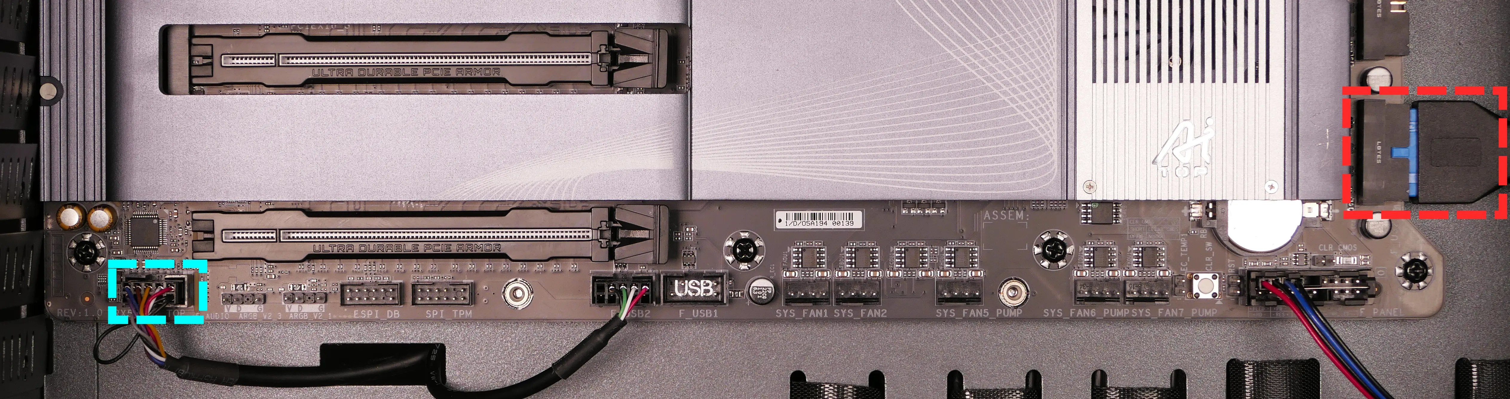Top I/O audio and USB 3.0 headers