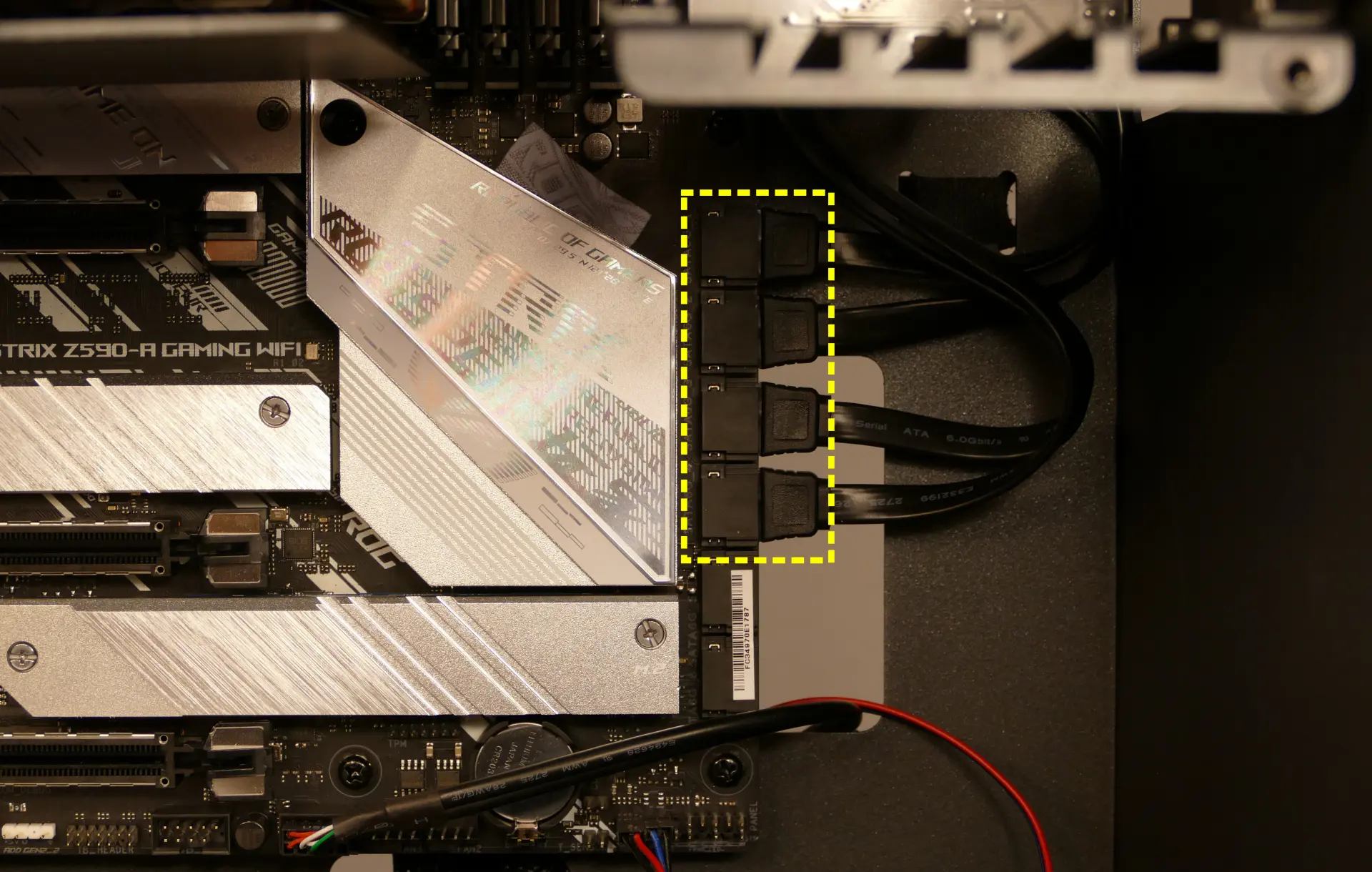 SATA connectors on motherboard