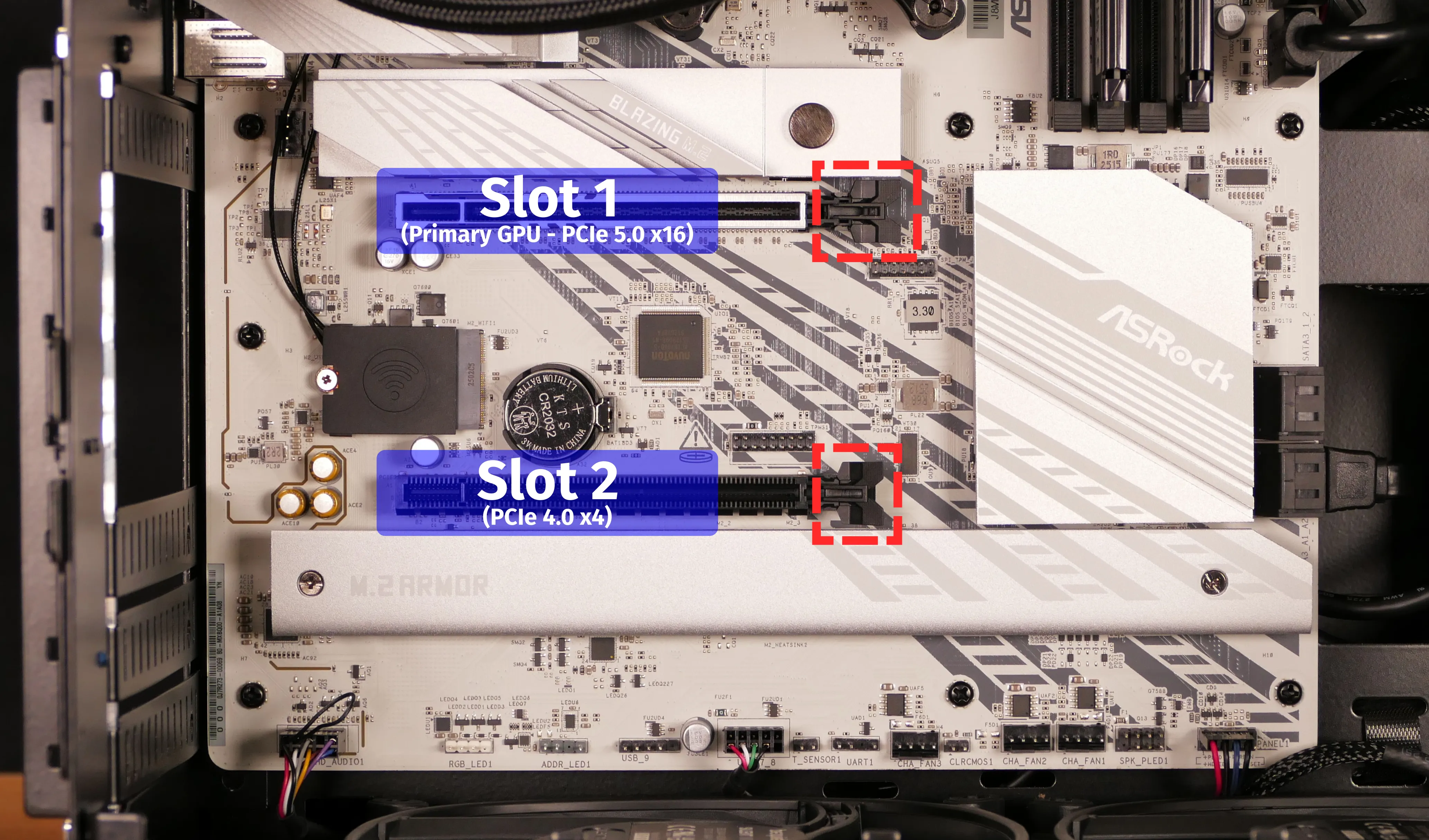 PCIe slots & latches