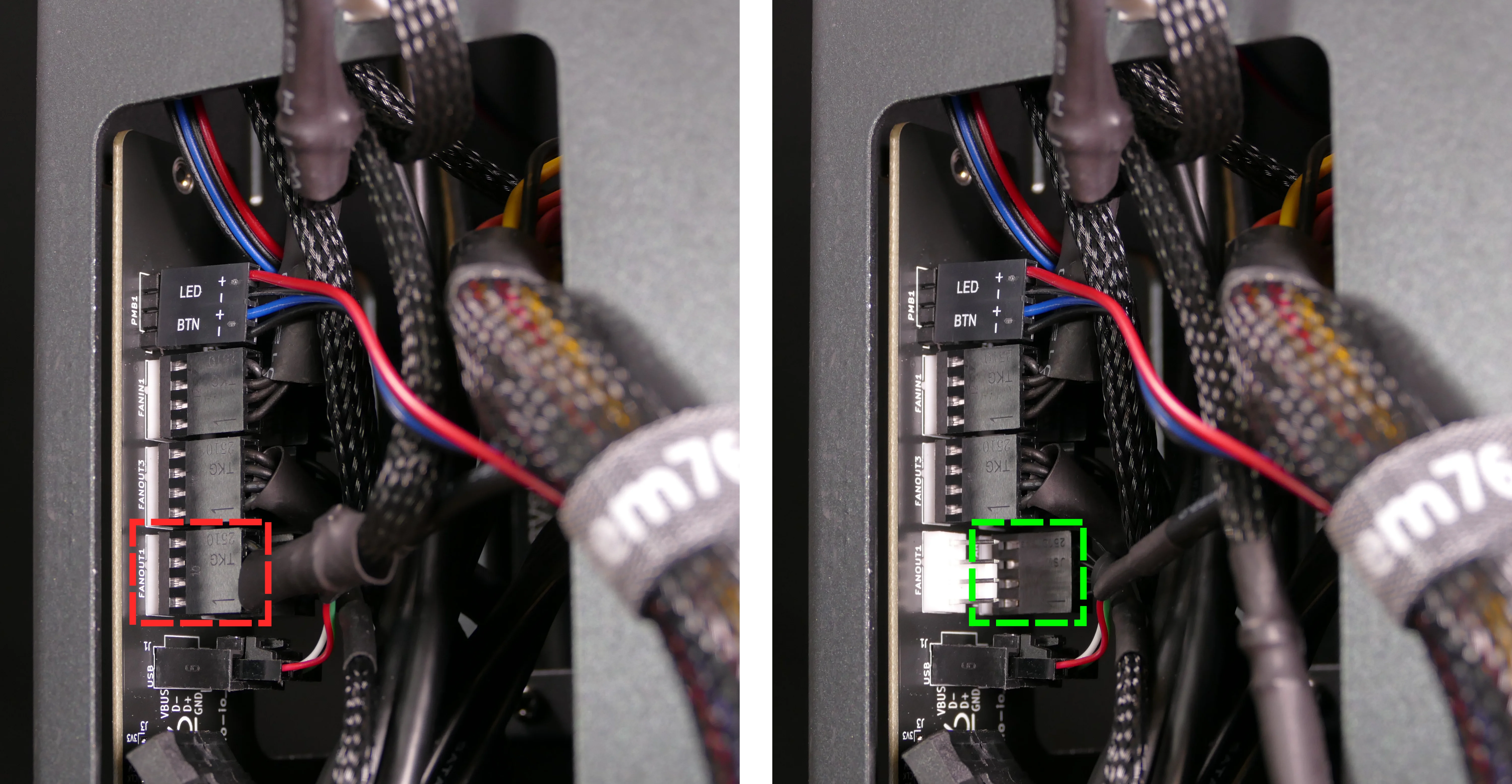 Bottom case fan connector