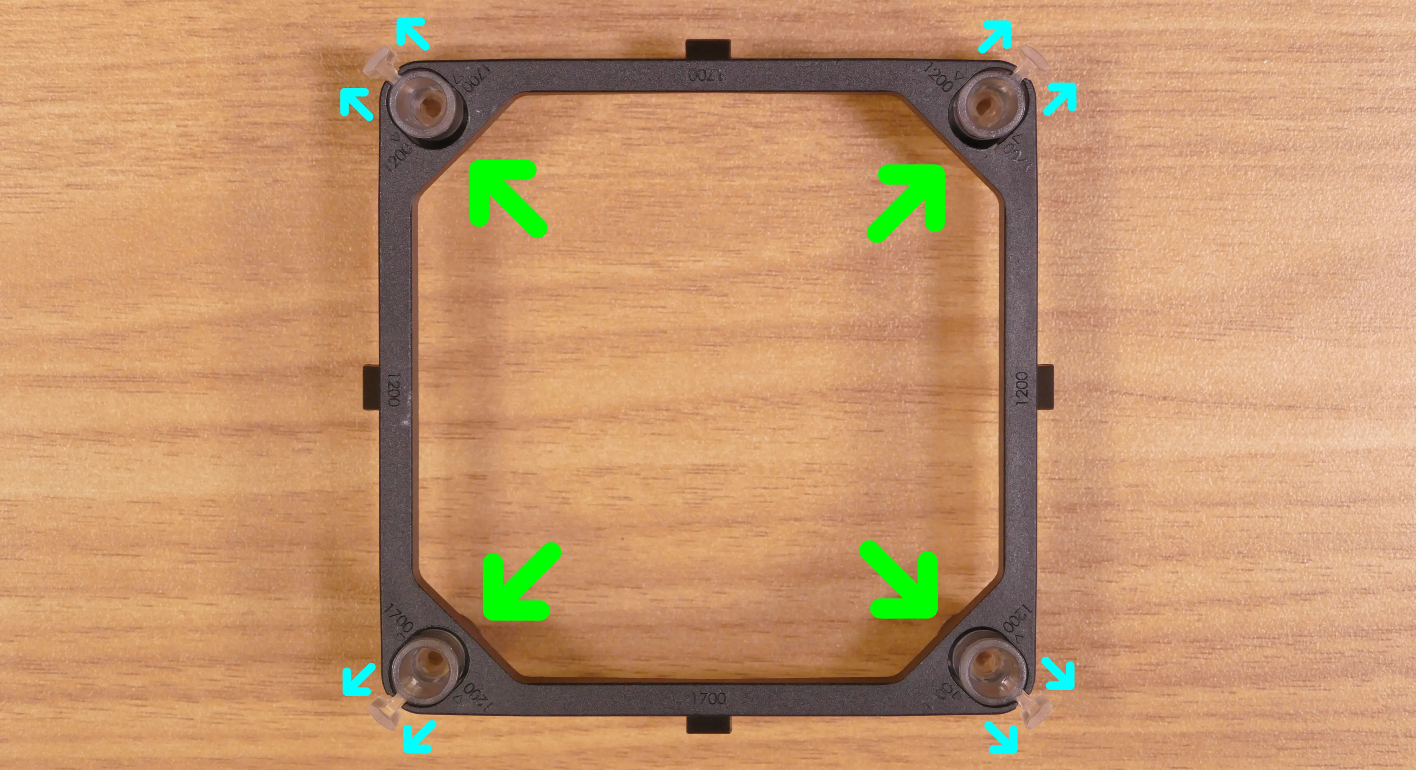 CPU cooler mounting bracket corner sleeves