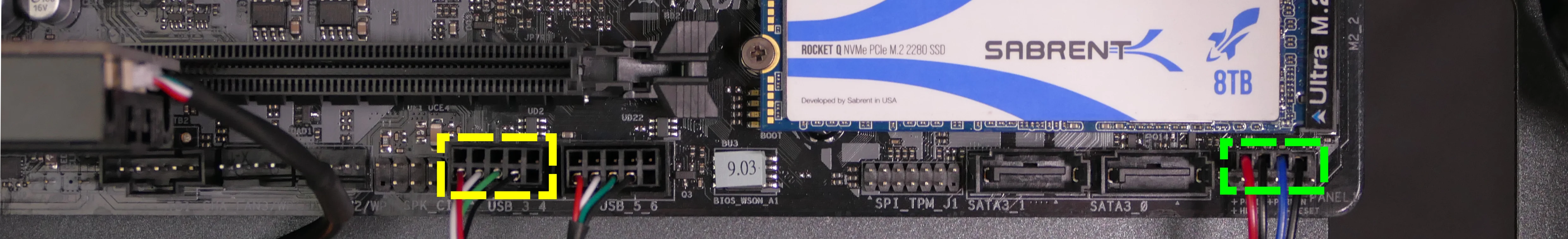 Motherboard power button & USB headers